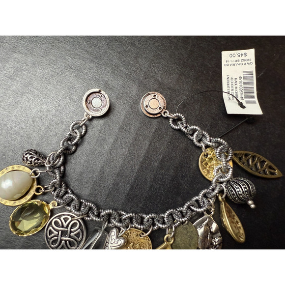 Chico's Charm Bracelet Faux Pearl Gold Tone Magnetic Closure NWT - Picture 4 of 6